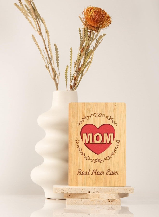 Pandasch Birthday Card for Mom, Handmade Bamboo Mothers Day Card Gifts, Special Mom Birthday Card/Retirement Card/Christmas Card for Mom from Daughter Son, Best Mom Ever Gift Card - Image 3